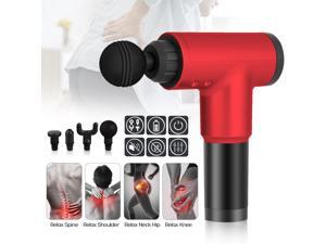 Fascia Massage Gun Electric Muscle  Relaxation Vibration Massage Gun Home Fitness Equipment Four Adjustable Vibrating Speed with Four Massage Heads Red