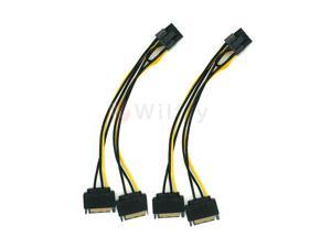 DDS15PCIE62 - 2PCS/Bag Dual SATA 15pin to PCI-E 8pin(6+2) Video Card Power Adapter Cable, 20cm, Support RX6900/6800/6700 up to 320w. OEM/ODM welcome!