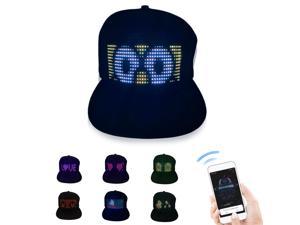 LED Hats LED Display Message Caps LED Light up Customizable BT Hat DIY Messages 22 Animations 20 Pictures Music Mode Baseball Cap for Halloween Party Rave Music Festival
