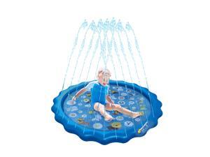 67in Sprinkler for Kids Outdoor Wading Splash Swimming Mat Pool Pad Inflatable Water Toys for Learning with Animals Alphabet