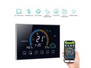 95-240V Wi-Fi Smart Thermostat Programmable Thermostat 5+1+1 Six Periods Voice APP Control Backlight LCD Electric Heating Thermoregulator with UV Index Humidity Display Lock Function ?/ ? Switchable