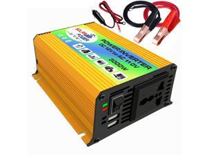 Peaks Power 3000W Modified Sine Wave Inverter High Frequency Power Inverter DC 12V to AC 110V Converter Car Power Charger Inverter with 2.1A Dual USB Port Battery Clips Peaks Power 3000W Modified Sine Wave Inverter High Frequency Power Inverter DC 12V to AC 110V Converter Car Power Charger Inverter with 2.1A Dual USB Port Battery Clips