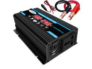 Modified Sine Wave Inverter High Frequency 4000W Peak Power Watt Power Inverter DC 12V to AC 110V Converter Car Power Charger Inverter with 2.1A Dual USB Port Battery Clips Display Screen Modified Sine Wave Inverter High Frequency 4000W Peak Power Watt Power Inverter DC 12V to AC 110V Converter Car Power Charger Inverter with 2.1A Dual USB Port Battery Clips Display Screen