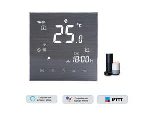 BTH-2000L-GCLW WiFi Smart Thermostat for Water/Gas Boiler Digital Temperature Controller Large LCD Display Touch Button Voice Control Compatible with Amazon Echo/Google Home/Tmall Genie/IFTTT 5A AC