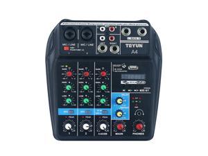Portable 4-Channel BT Sound Mixing Console Digital Audio Mixer Built-in Reverb Effects for Recording DJ Network Live Broadcast
