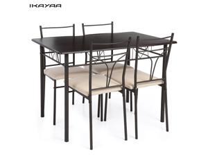 iKayaa 5PCS Modern Metal Frame Dining Kitchen Table Chairs Set for 4 Person Kitchen Furniture 120kg Load Capacity iKayaa 5PCS Modern Metal Frame Dining Kitchen Table Chairs Set for 4 Person Kitchen Furniture 120kg Load Capacity