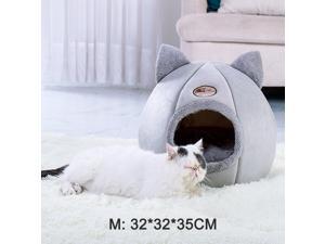 Pet Tent Cave Bed for Cats/Small Dogs Velvet Self-Warming 2-in-1 Cat Tent/Kitten Bed/Cat Hut with Removable Washable Cushion, Comfortable Pet Sleeping Bed