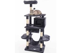 Cat Tree Condo Furniture Kitten Activity Tower Pet Kitty Play House with Scratching Posts Perch Hammock Tunnel Dark grey Cat Tree Condo Furniture Kitten Activity Tower Pet Kitty Play House with Scratching Posts Perch Hammock Tunnel Dark grey