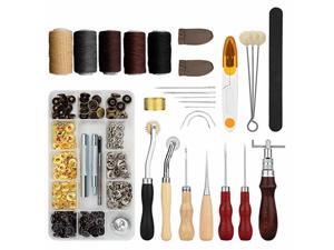 28PCS Craft Leather Tools Set DIY Leather Hand Working Tool Kit for Sewing Stiching Carving Printing Cutting Professional Leathercraft Accessories