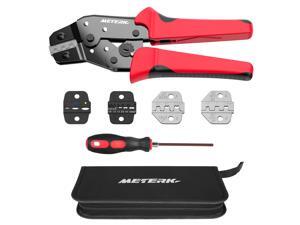 METERK Professional 4 In 1 Wire Crimpers Engineering Ratcheting Terminal Crimping Pliers Red and Black METERK Professional 4 In 1 Wire Crimpers Engineering Ratcheting Terminal Crimping Pliers Red and Black