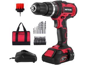 METERK LCD777-1SC 20V MAX Cordless Drill/Driver Kit 0-1400RPM Variable Speed with 46 Pcs Accessory