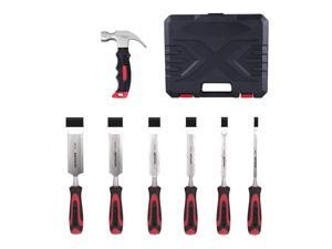 8pcs Wood Chisel Set with Hammer Wood Carving Tools with Storage Case Non-slip Handle for Carving Woodworking Anti-Rust