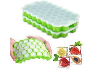 Ice Cube Trays with Lids 2-Pack 74 Ice Silicone Ice Cube Molds Ice Cubes Silica Gel Flexible and BPA Free with Removable Lid Ice Cube Trays for Chilled Drinks, Whiskey & Cocktails