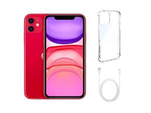 Refurbished Apple iPhone 11 A2111 Fully Unlocked 64GB Red Grade A w Clear Phone Case