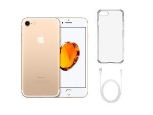 Refurbished Apple iPhone 7 A1660 Fully Unlocked 128GB Gold Grade A w Clear Phone Case