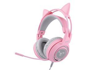 SOMIC pink Gaming Headset for PC, PS4, Laptop: 7.1 Virtual Surround Sound Detachable Cat Ear Headphones LED, USB, Lightweight Self-Adjusting Over Ear Headphones for Girlfriend Women SOMIC pink Gaming Headset for PC, PS4, Laptop: 7.1 Virtual Surround Sound Detachable Cat Ear Headphones LED, USB, Lightweight Self-Adjusting Over Ear Headphones for Girlfriend Women