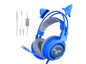 New Somic G952 BLUE headset cute cat ear Head-mounted 3.5MM gaming headphone universal noise reduction stereo earphone New Somic G952 BLUE headset cute cat ear Head-mounted 3.5MM gaming headphone universal noise reduction stereo earphone