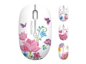 M101 Wireless Mouse Cute Silent Computer Mice with USB Receiver, 2.4G Optical Wireless Travel Mouse 1600 DPI Compatible with Laptop, Notebook, PC, Computer (Butterfly)