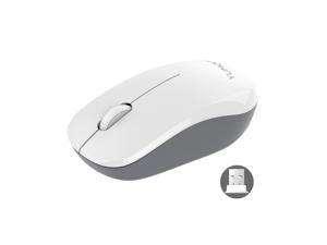 Computer Mouse Wireless, 2.4G Silent Cordless Mouse for Kids with USB Receiver, Portable Optical Wireless Mouse for Laptop Chromebook Notebook PC Desktop, White&Grey