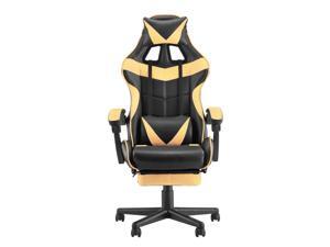 PC Gaming Chair,Ergonomic Office Chair with Retractable Footrest,Adjustable Headrest and Lumbar Support,Racing Chair for Gaming,Video Gaming Chair,E-Sports Chair (Gold) PC Gaming Chair,Ergonomic Office Chair with Retractable Footrest,Adjustable Headrest and Lumbar Support,Racing Chair for Gaming,Video Gaming Chair,E-Sports Chair (Gold)