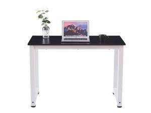 Computer Desk 43.3" Home Office Writing Desk for Small Space Modern Simple Small Desk with Metal Frame, Black & White