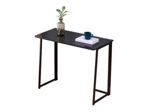 Folding Computer Desk Small Office Desk for Small Space Foldable Table for Home Office Writing Desk No-Assembly Metal Frame, Black Folding Computer Desk Small Office Desk for Small Space Foldable Table for Home Office Writing Desk No-Assembly Metal Frame, Black