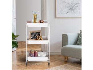 Foldable Storage Cart, 3 Tier Metal Rolling Cart Utility Cart Foldable Bar Cart Instant Use Folding Metal Storage Push Cart for Office Kitchen (White) Foldable Storage Cart, 3 Tier Metal Rolling Cart Utility Cart Foldable Bar Cart Instant Use Folding Metal Storage Push Cart for Office Kitchen (White)