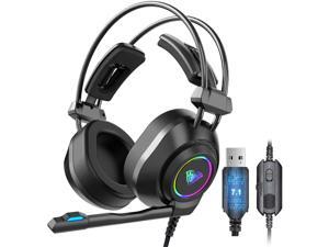 AULA S600 Professional Wired Gaming Headset Lightweight Noise Canceling Over-Ear PC Gaming Headphones with 360 Degree Rotation Omnidirectional Mic for Computer (7.1 USB)