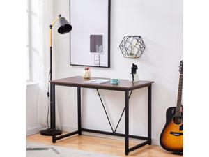 Computer Desk 43.3” Home Oiffce Desk Small Writing Study Table Modern Simple Style with Metal Frame,Black&Walnut Computer Desk 43.3” Home Oiffce Desk Small Writing Study Table Modern Simple Style with Metal Frame,Black&Walnut