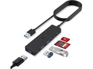 USB 3.0 Hub Multi USB HUB with 4ft/48inch Extended Cable, SD/TF Card Reader & 3 USB 3.0 Ports Compatible for PC, Laptops, Tablets, MacBook, Mac Mini, iMac Pro