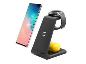 Wireless Charger 3 In 1 Qi Certified Fast Wireless Charging Station Charger Stand For Galaxy Buds Galaxy Watch Active 40mm Sm R500 46mm Sm R800 Gear S2 Gear S3 Frontier Samsung S S10 S9 Note 10 9 Newegg Com