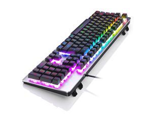 YINDIAO K002 Mechanical Gaming Keyboard RGB LED Rainbow Backlit Wired Keyboard with Transparent Switches for Windows Gaming PC (104 Keys, Black) YINDIAO K002 Mechanical Gaming Keyboard RGB LED Rainbow Backlit Wired Keyboard with Transparent Switches for Windows Gaming PC (104 Keys, Black)