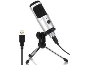 USB Microphone, Cardioid Recording Microphone, 192kHz/24bit Condenser Mic Compatible with PC Laptop Mac Windows, Plug&Play Computer Microphone for Podcasting, Gaming, Streaming, YouTube (Silver) USB Microphone, Cardioid Recording Microphone, 192kHz/24bit Condenser Mic Compatible with PC Laptop Mac Windows, Plug&Play Computer Microphone for Podcasting, Gaming, Streaming, YouTube (Silver)