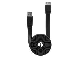 3 Feet Super-Speed USB 3.0 Type A to Micro B Flat Cable for Samsung Galaxy Note 3 and Samsung Galaxy S5, Note Pro 12.2, Tab Pro 12.2, Pentax Camera, USB Hub and External Hard Drive-Black