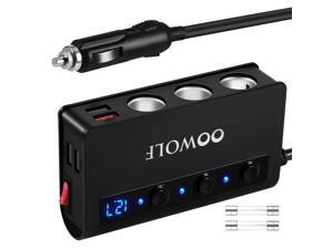 Cigarette Lighter Adapter, OOWOLF 180W 12V/24V Quick Charge 3.0 3-Socket Splitter 4 USB Ports Car Power Adapter for GPS, Dash Cam, Sat Nav, Phone, Tablet, etc Cigarette Lighter Adapter, OOWOLF 180W 12V/24V Quick Charge 3.0 3-Socket Splitter 4 USB Ports Car Power Adapter for GPS, Dash Cam, Sat Nav, Phone, Tablet, etc