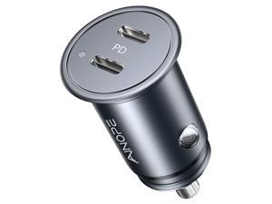 USB C Car Charger Adapter, Smallest 36W Fast Car Charger USB C AINOPE All Metal iPhone 12 Car Charger Dual Port PD 3.0 Compatible with iPhone 12/12 Pro/12 Mini, Samsung Galaxy S20/S10, iPad Pro(2020)