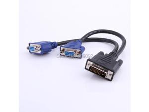 DVI-I 24+5 Pins Male to  Dual VGA Female Monitor Adapter Y-Splitter Cable