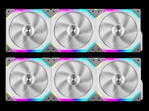 Lian Li UNI Fan SL120 6 Pack White-with Controller and Extension (ARGB 120mm LED PWM Daisy-Chain) UF-SL120-6W PC Cooling Computer ARGB Case Fans Heatsink Cooler