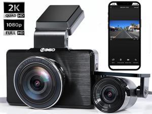 360 G500H Premium 2K Dual Dash Cam, 2560x1440P Front, 1920x1080 Rear Camera, 160° Wide Angle, Color Night Vision, 24hr Motion Detection Parking Mode, Loop Recording, G-Sensor
