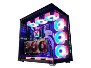 GAMEKM ROBIN II ATX Mid Tower Computer Gaming Case, Double-Sided Tempered Glass USB 3.0 Micro ATX PC Case, 360mm Water Cooler Desktop Case, Fully Transparent Chassis, 10 Fan Positions without Fans