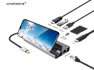 HINGPROFIE USB C Hub, USB C to HDMI 4K, USB C Adapter 7 in 1 USB C Hub HDMI, USB Charging Hub Desktop USB Hub 2 USB 3.0 Ports with Phone Stand for Samsung Dex PD, LAN, SD/TF Slots, MacBook Pro V180 HINGPROFIE USB C Hub, USB C to HDMI 4K, USB C Adapter 7 in 1 USB C Hub HDMI, USB Charging Hub Desktop USB Hub 2 USB 3.0 Ports with Phone Stand for Samsung Dex PD, LAN, SD/TF Slots, MacBook Pro V180
