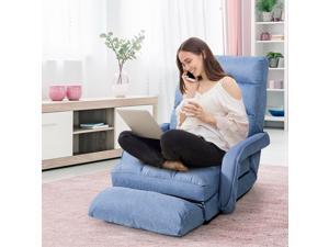 Folding Floor Massage Chair Lazy Sofa with Armrests Pillow-Blue Folding Floor Massage Chair Lazy Sofa with Armrests Pillow-Blue