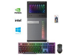 Gaming PC with RGB Lights - Dell OptiPlex 9020 Tower Computer Desktop i7 4770 3.40 GHz NVIDIA GeForce GT 1030 2GB 16GB DDR3 RAM 512GB SSD Win 10 Pro WIFI, HAJAAN HC510 Keyboard & Mouse HDMI