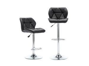 LSSPAID Set of 2 Leather Adjustable Swivel Barstools with Shell Back,Black LSSPAID Set of 2 Leather Adjustable Swivel Barstools with Shell Back,Black