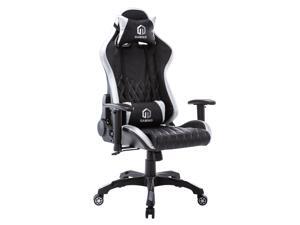 LSSPAID Gaming Chair Racing Office Chair Adjustable High Back Chair with Headrest and Lumbar Cushion (Black/Silver) LSSPAID Gaming Chair Racing Office Chair Adjustable High Back Chair with Headrest and Lumbar Cushion (Black/Silver)