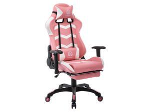 LSSPAID Gaming Chair Racing Office Chair Adjustable High Back Chair with Headrest, Footrest and Lumbar Cushion (Pink/White) LSSPAID Gaming Chair Racing Office Chair Adjustable High Back Chair with Headrest, Footrest and Lumbar Cushion (Pink/White)