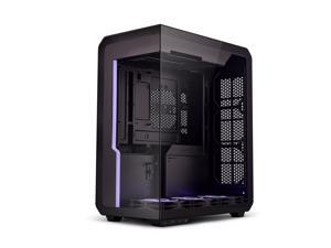 SSUPD Xhuttle Black ATX Mid Tower Gaming Case, with a dual - chamber design, Panoramic Tempered Glass ,Vertical GPU Airflow, Includes 3 x 120mm ARGB Reverse Fan, RGB Strip