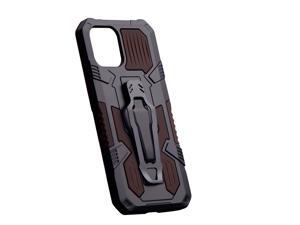 JS Designed for iPhone 12 / iPhone 12 Pro Case (6.1 inches) Military Grade Full-Body Rugged with Built-in Screen Protector and Kickstand - Black+Brown