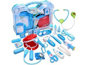 CUTE STONE 30PCS Medical Kit Toy, Kids Pretend Play Dentist Doctor Kit with Electronic Stethoscope and Carrying Case CUTE STONE 30PCS Medical Kit Toy, Kids Pretend Play Dentist Doctor Kit with Electronic Stethoscope and Carrying Case