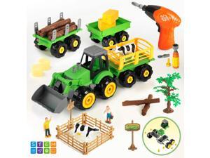 CUTE STONE Take Apart Farm Truck Tractor Toys with Electric Drill and Farm Animal Action Figures, Bonus Storage Box, STEM Learning Toys CUTE STONE Take Apart Farm Truck Tractor Toys with Electric Drill and Farm Animal Action Figures, Bonus Storage Box, STEM Learning Toys